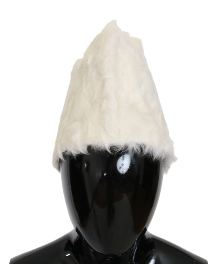 - Elegant White Fur Beanie Luxury Winter Hat