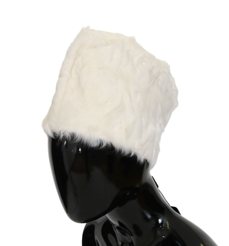- Elegant White Fur Beanie Luxury Winter Hat