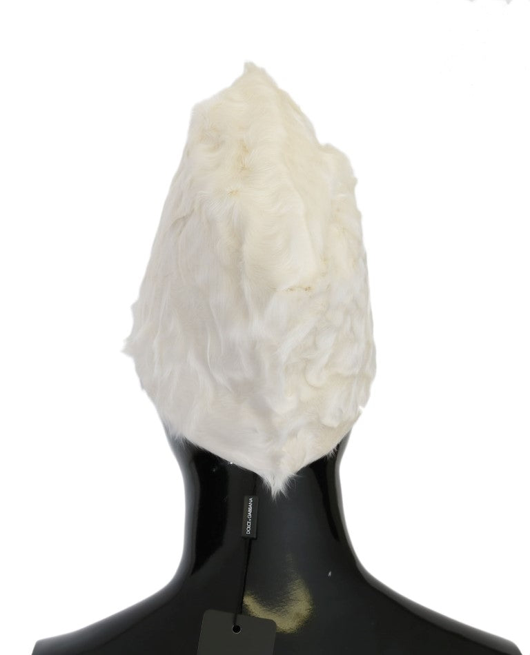 - Elegant White Fur Beanie Luxury Winter Hat