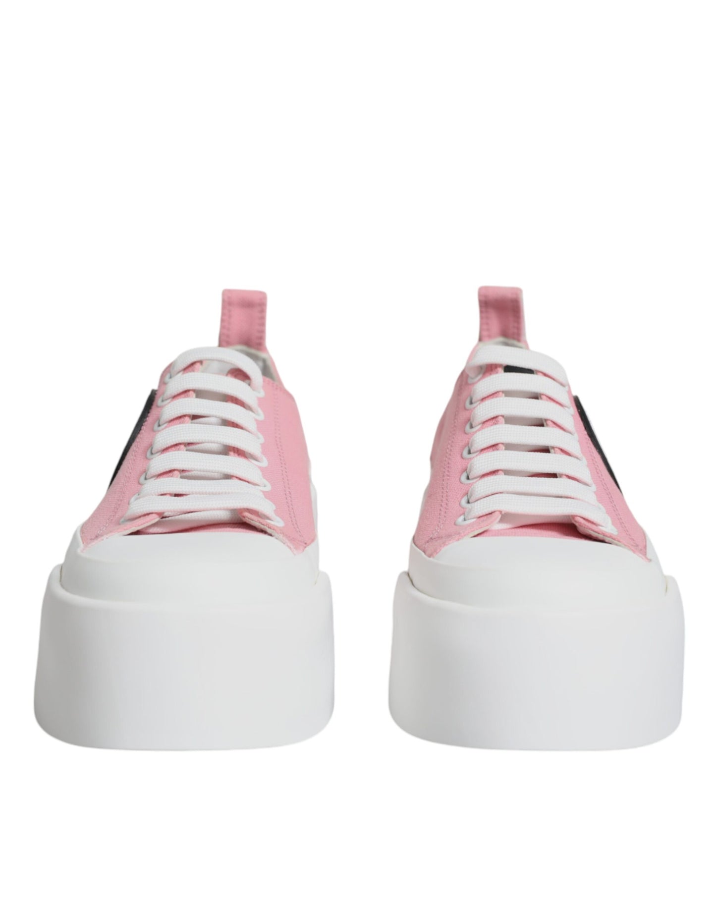 Dolce & Gabbana Pink White Canvas Logo Low Top Sneakers