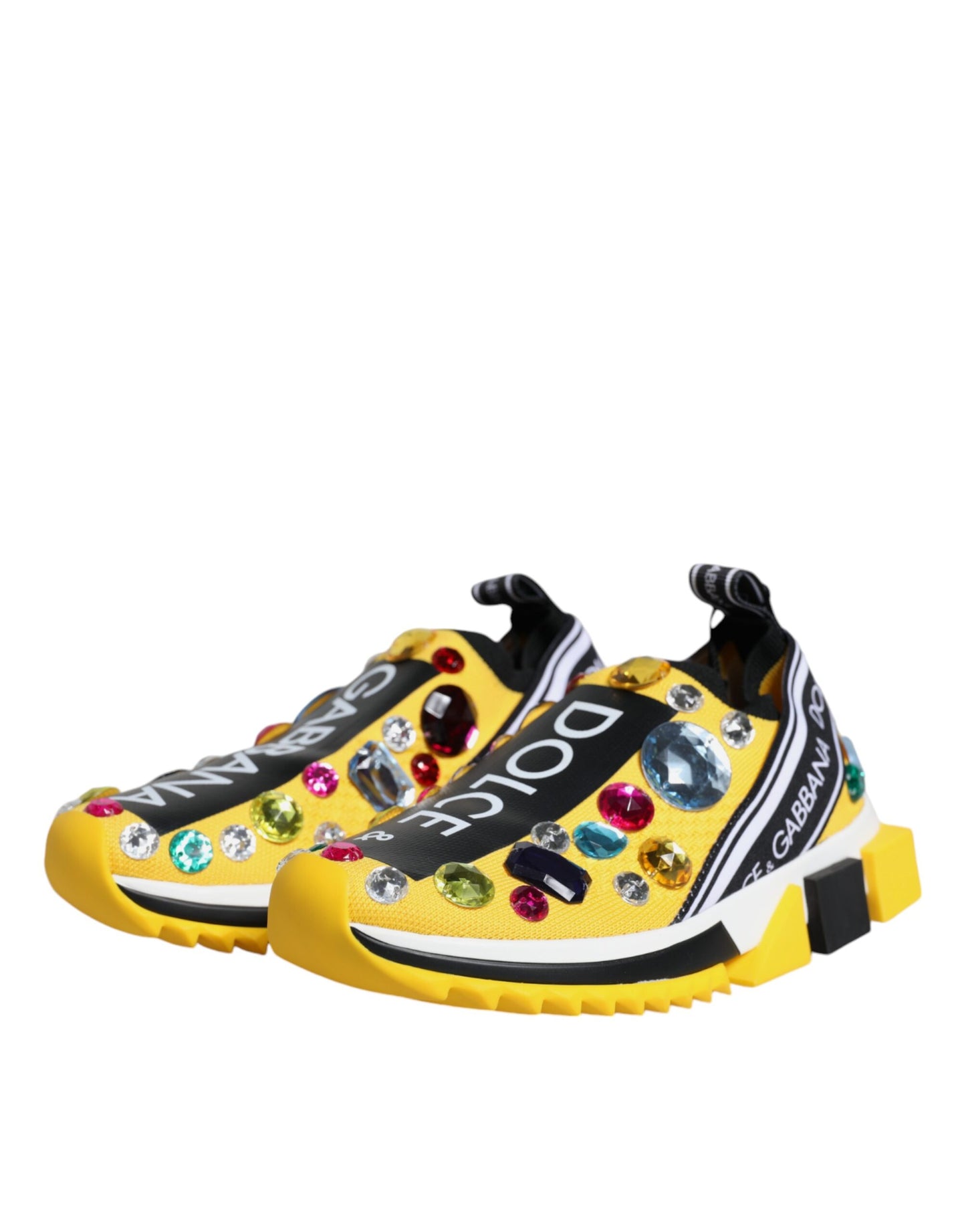 Yellow Sorrento Crystals Low Top Sneakers Shoes - The Luxe Alliance