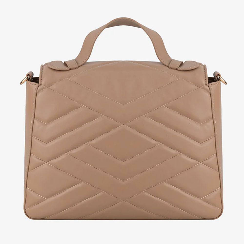 - Beige Artificial Leather Crossbody Bag