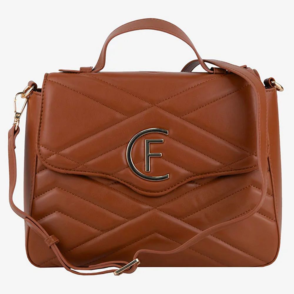- Brown Artificial Leather Crossbody Bag