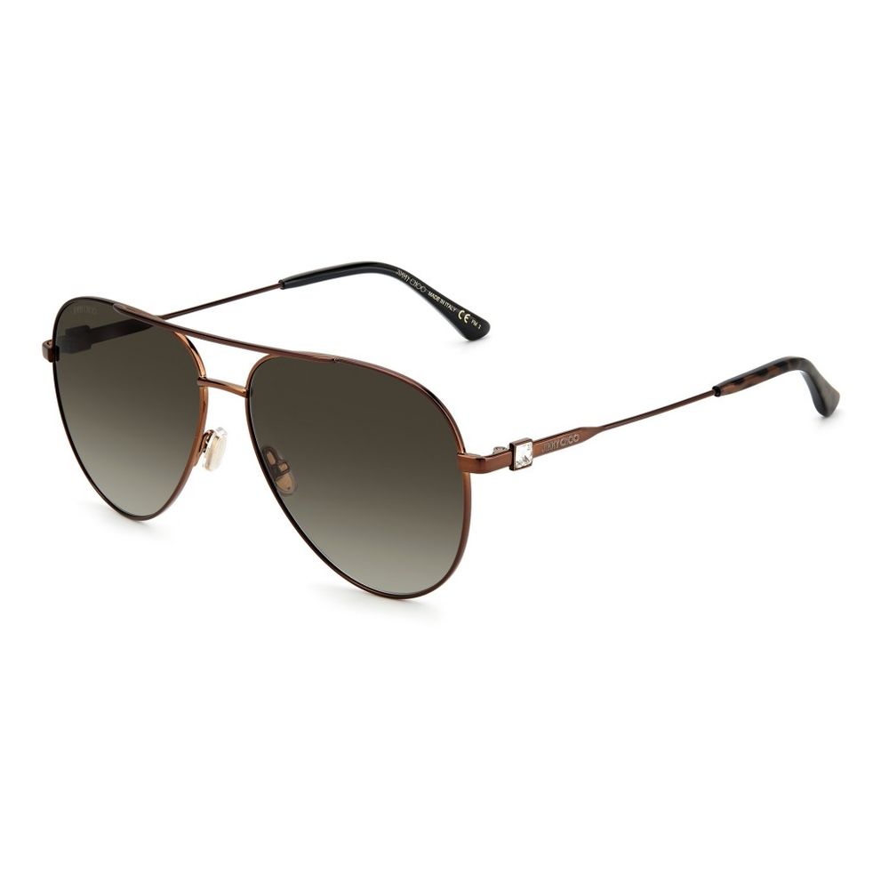 Jimmy Choo Women’s Sunglasses – Brown Metal Frame with Green Lenses, 60mm