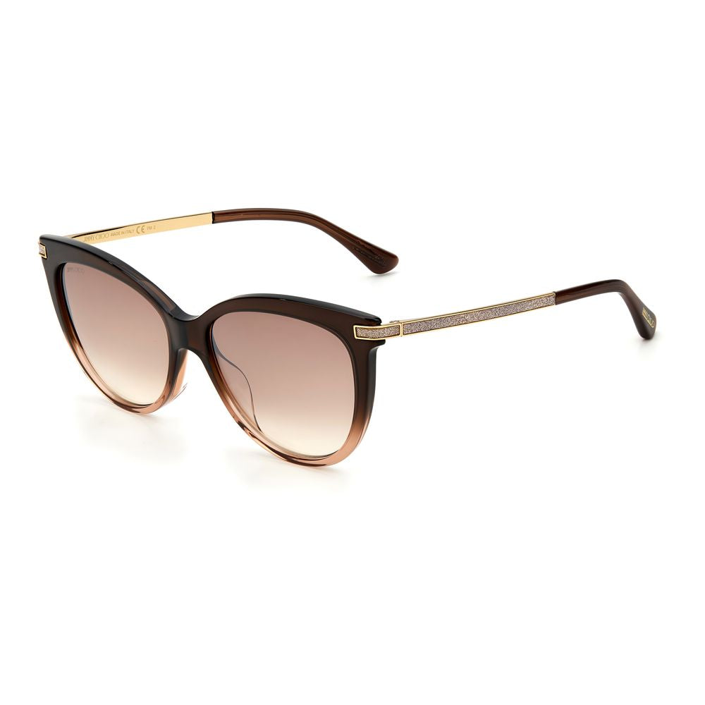 Jimmy Choo Women's Sunglasses: Chic Brown Acetate Frame with Silver Degraded Lenses