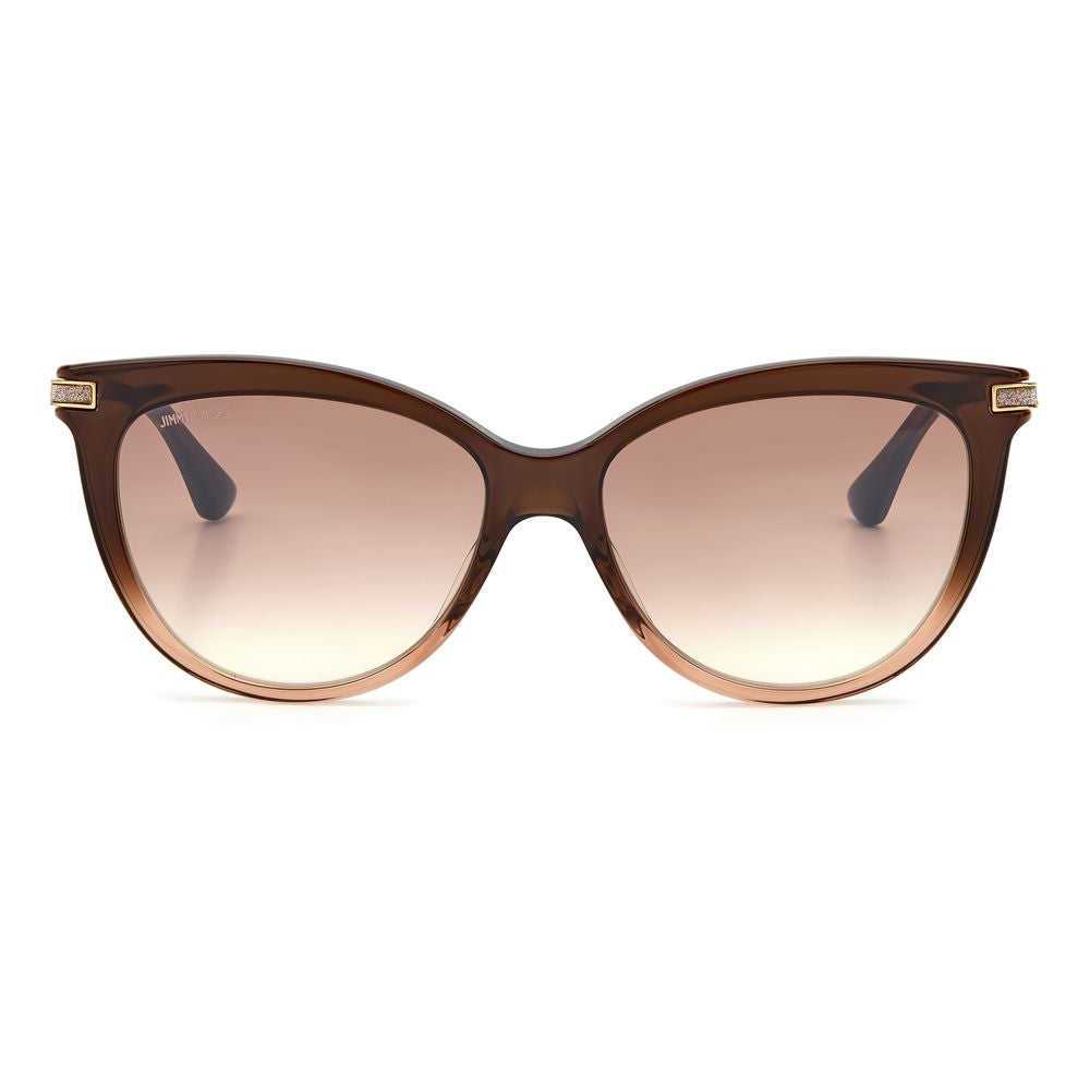 Jimmy Choo Women's Sunglasses: Chic Brown Acetate Frame with Silver Degraded Lenses