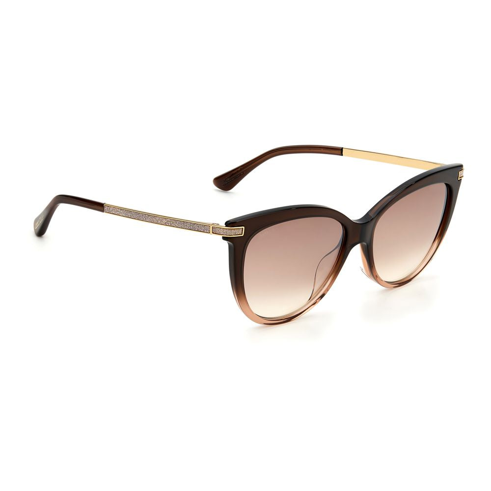 Jimmy Choo Women's Sunglasses: Chic Brown Acetate Frame with Silver Degraded Lenses