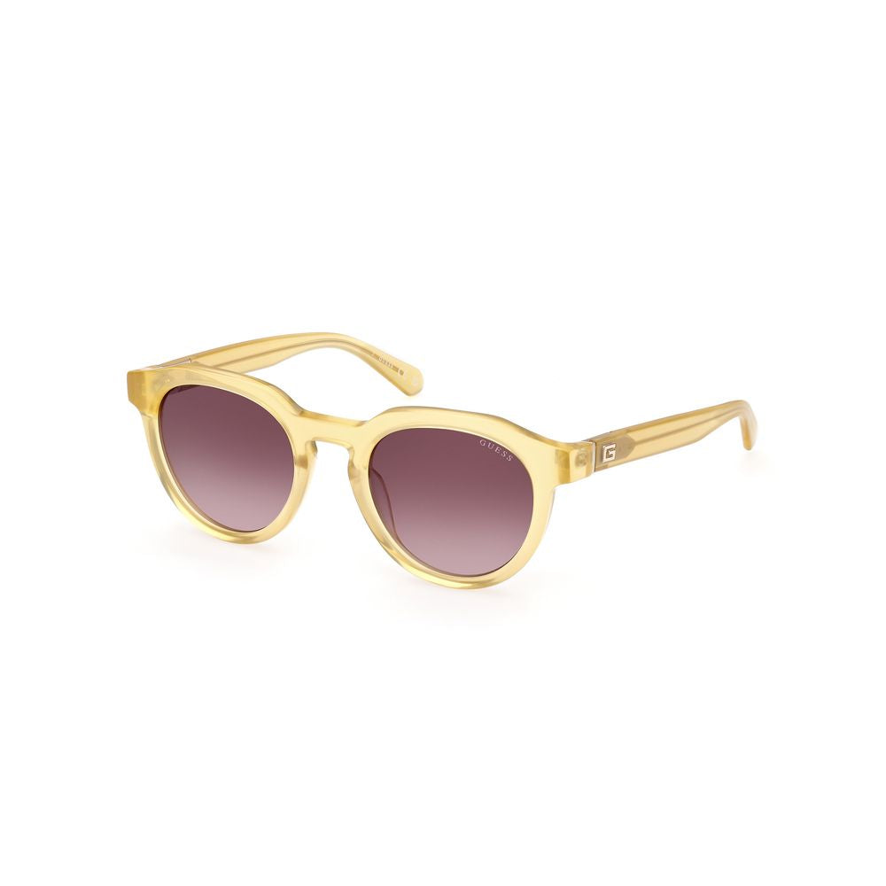 Guess Yellow Plastic Sunglasses – Chic Yellow Frame with Brown Gradient Lenses, 50mm