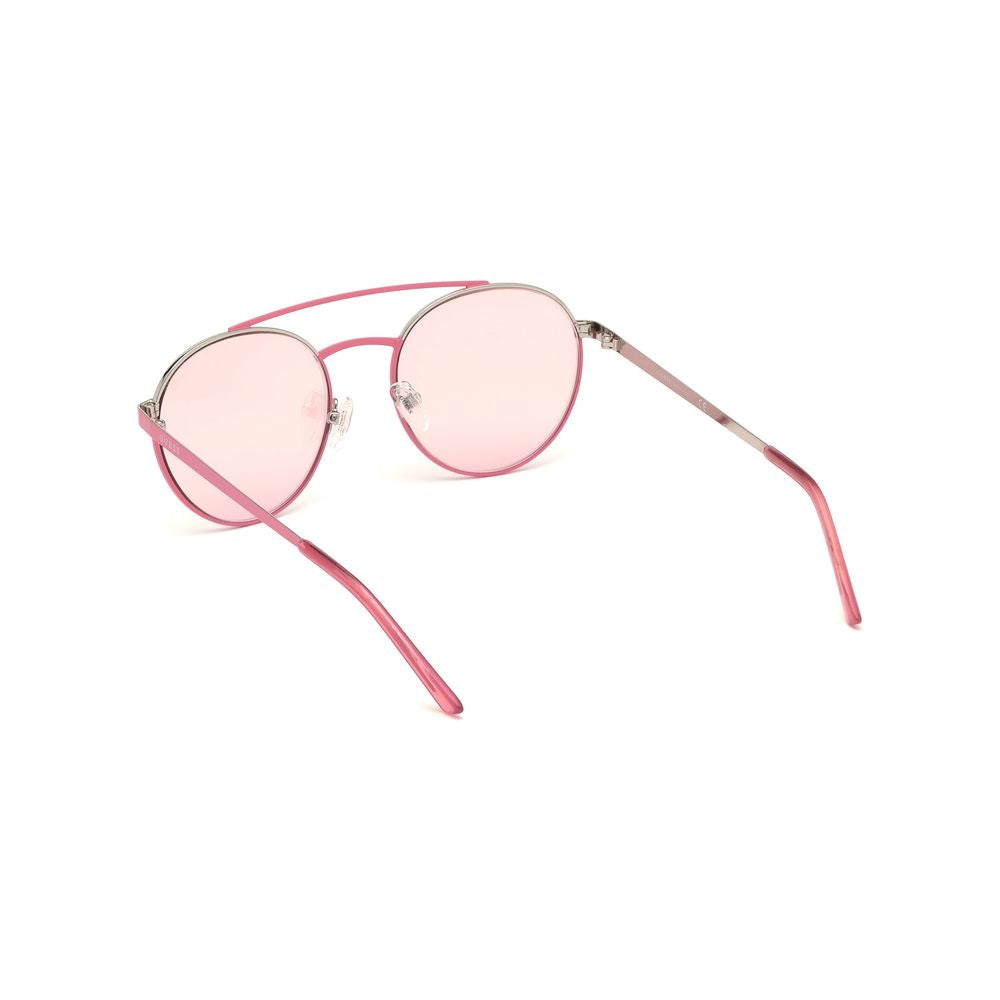 Guess Unisex Sunglasses – Pink Metal Frame with Violet Lenses, 53mm