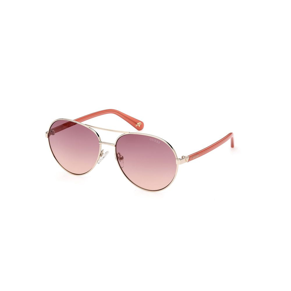 Guess Unisex Gold Metal Sunglasses – Stylish Frame with Purple Lenses, 56mm