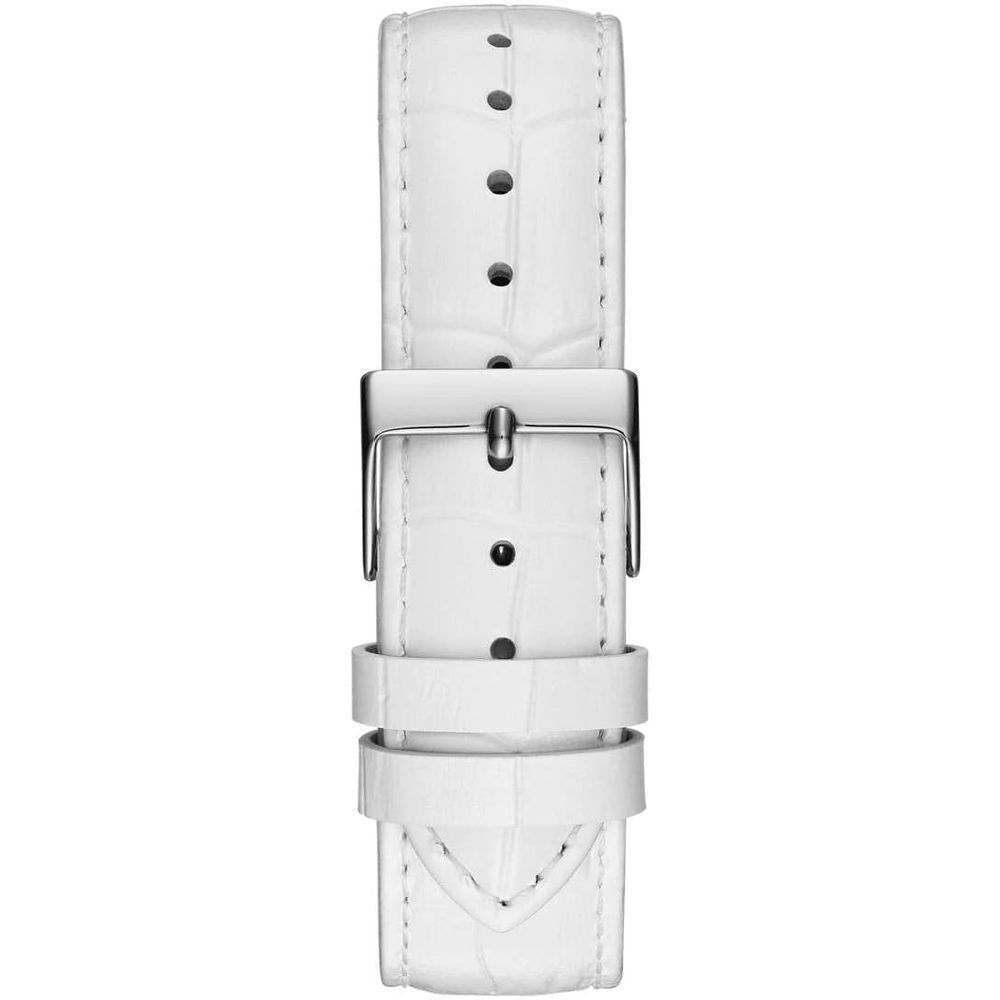 Guess Women's Watch, Grey Dial, White Leather Strap