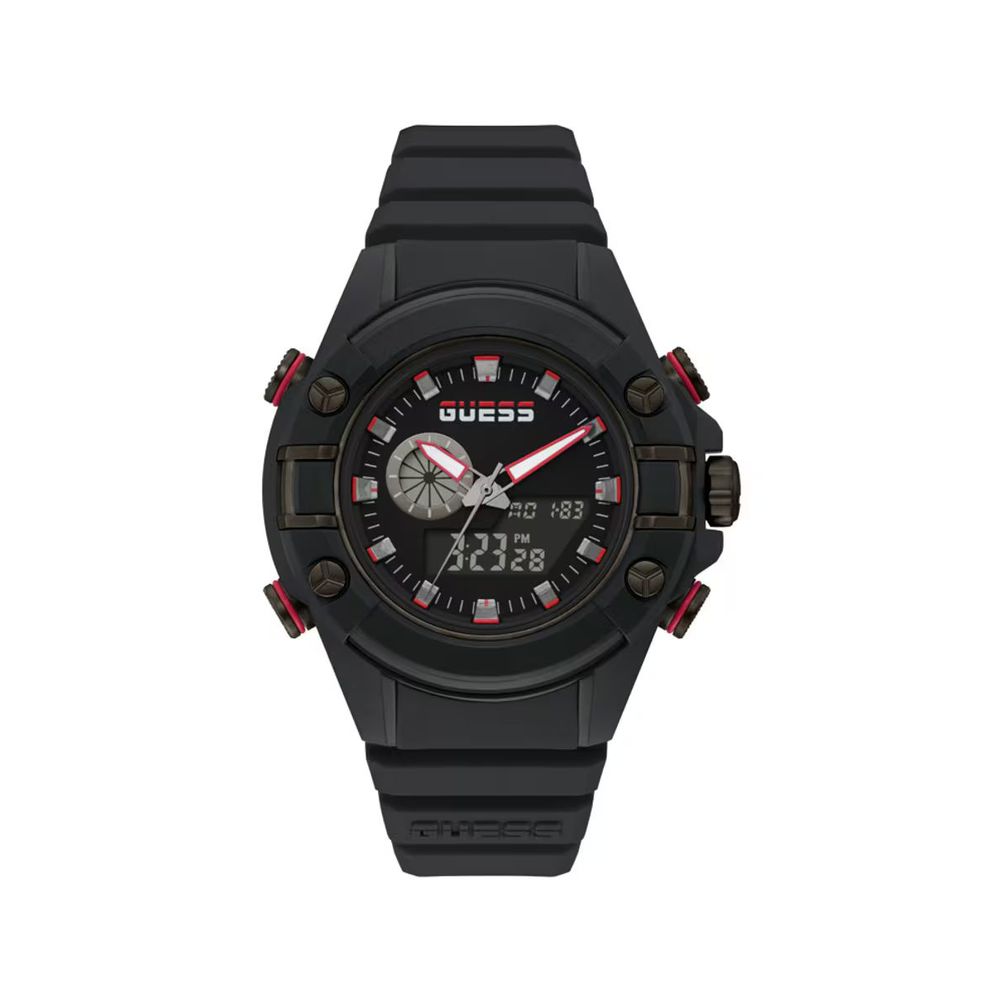 Guess Men’s Watch, Analog/Digital Display, Black Resin Bracelet