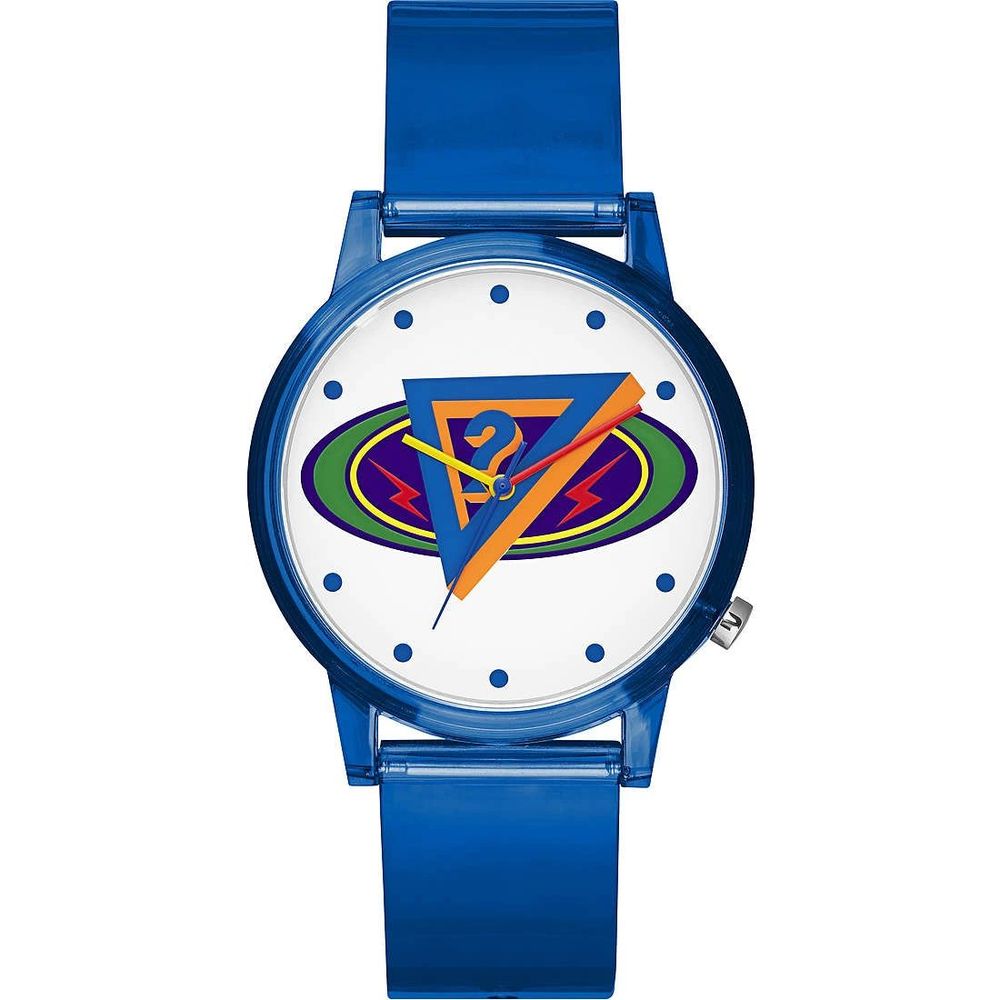 Guess Unisex Watch, Analogue Dial, Blue Resin Strap