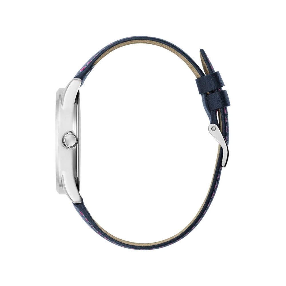 Guess Women's Watch, Multicoloured Dial, Blue Leather Strap