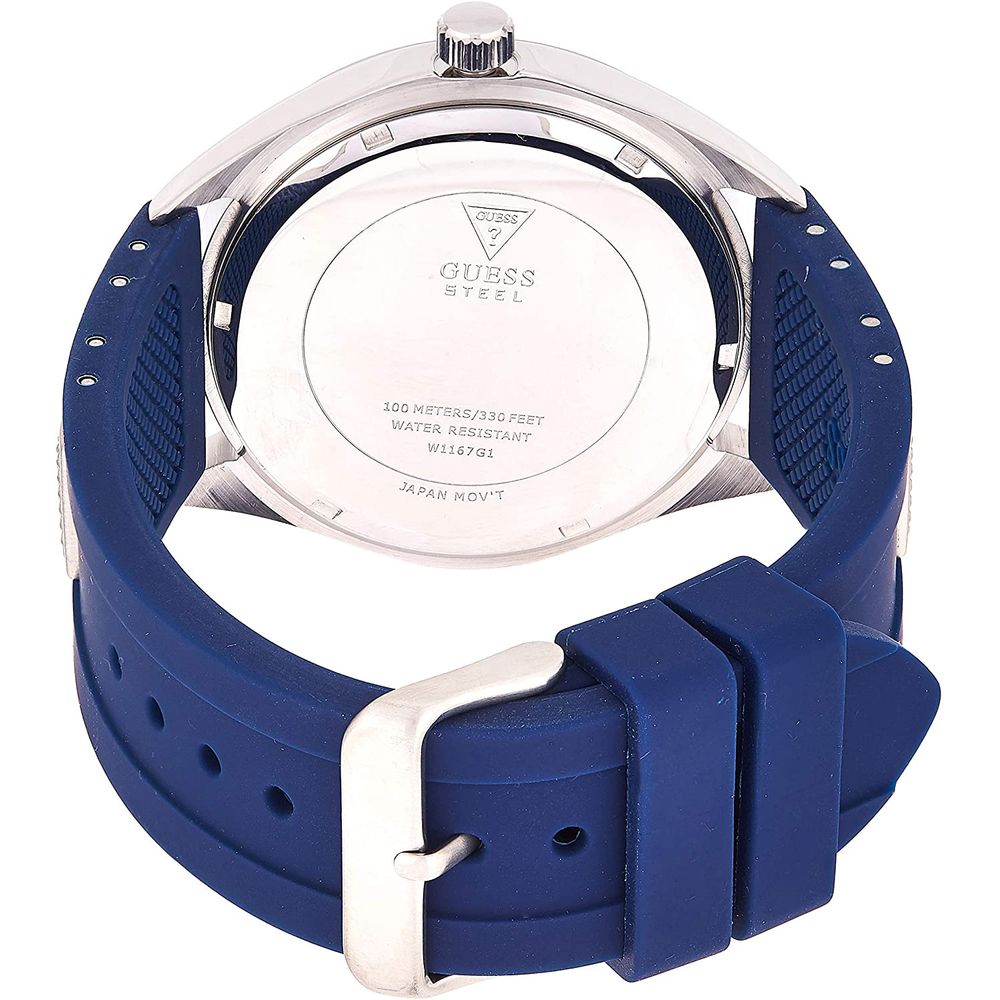 Guess Men’s Watch, Analogue Dial, Blue Silicone Strap