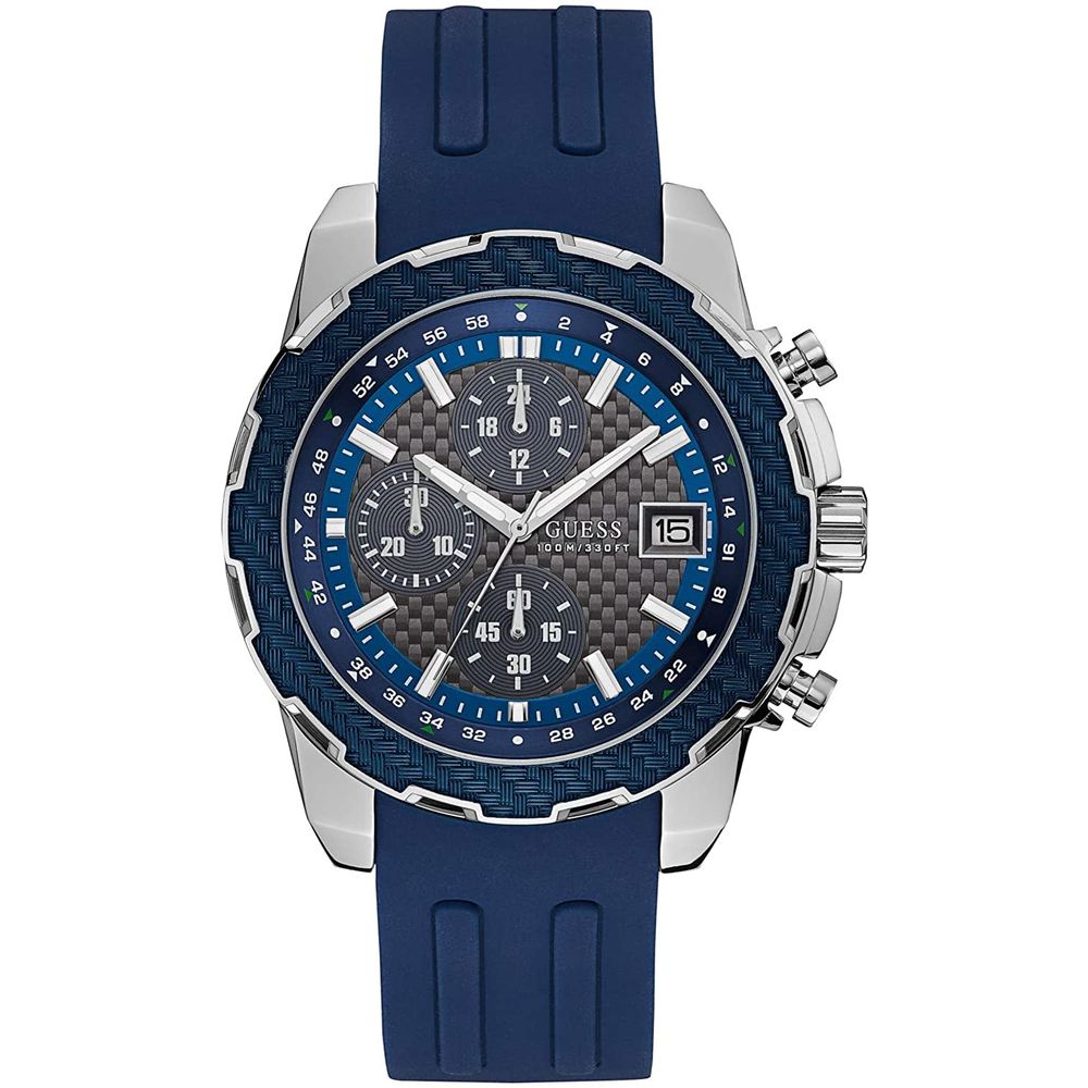 Guess Men's Watch, Analog Dial, Blue Rubber Strap