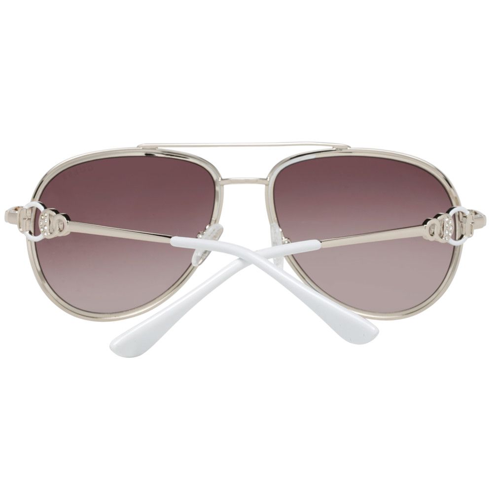 Guess Women’s Gold Metal Aviator Sunglasses – Gradient Brown Lenses, 56mm