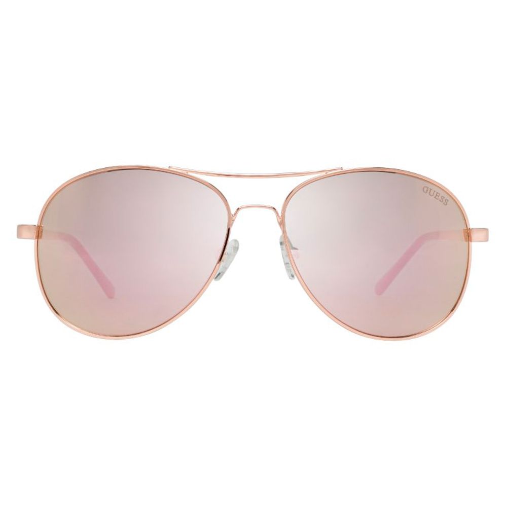 Guess Women’s Sunglasses – Pink Metal Frame with Red Mirror Lenses, 60mm