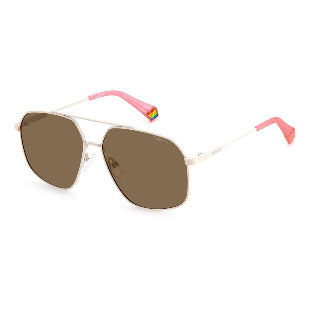 Polaroid Beige Unisex Sunglasses – Stylish Stainless Steel with Polarized Lenses, 58mm