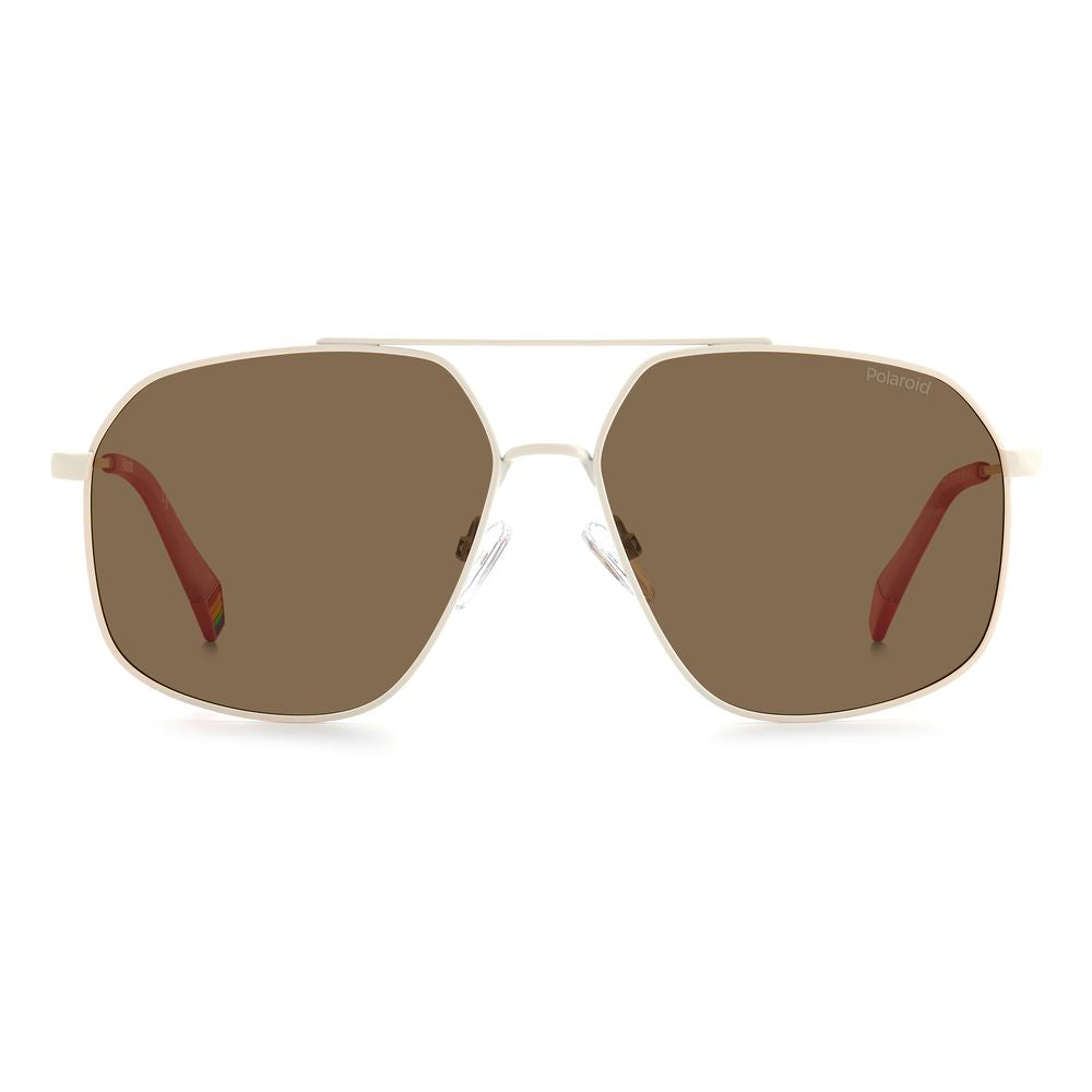 Polaroid Beige Unisex Sunglasses – Stylish Stainless Steel with Polarized Lenses, 58mm