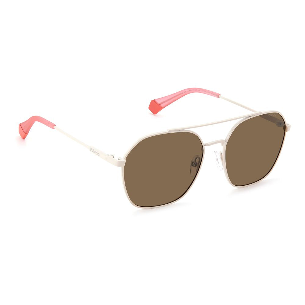 Polaroid Beige Stainless Steel Sunglasses – Vintage Octagonal Frame