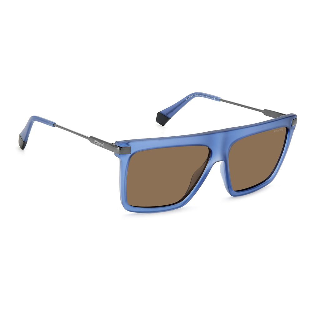 Polaroid Men's Blue Sunglasses – Retro Square Frame with Polarized Lenses, 58mm