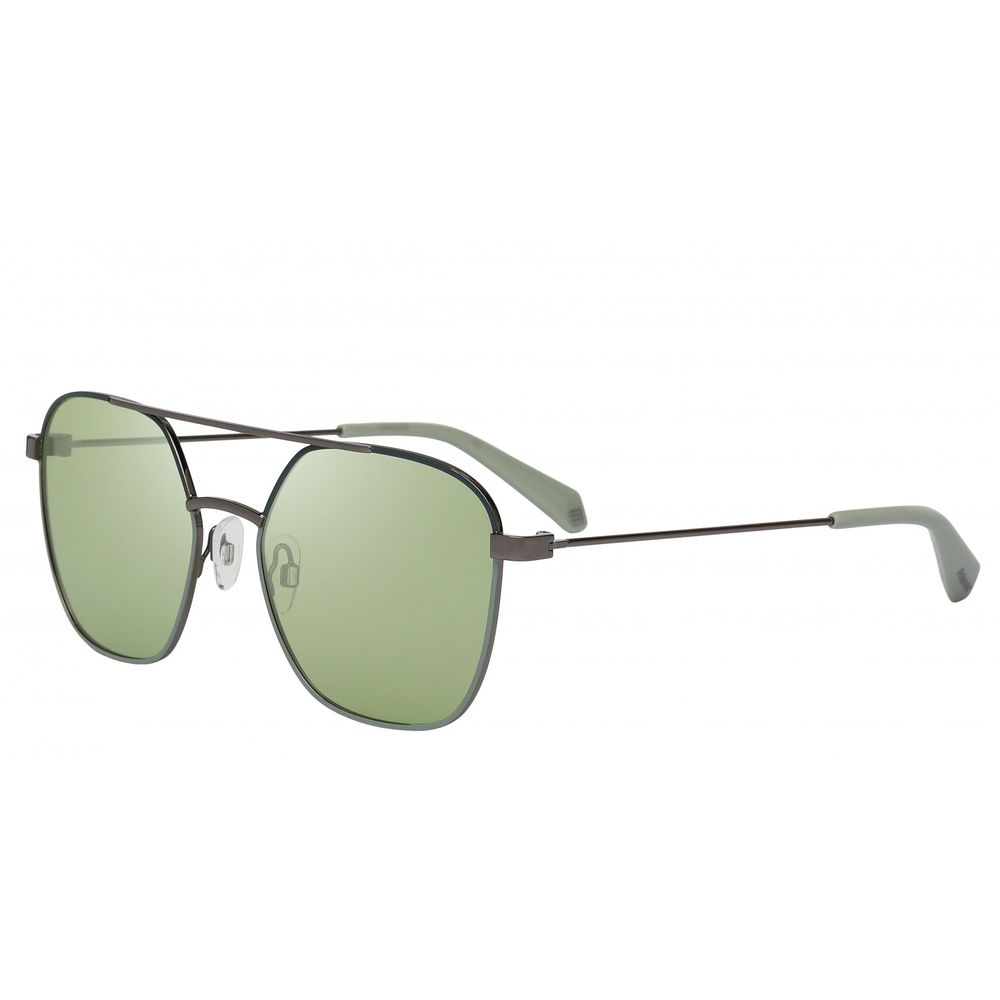 Polaroid Green Metal Sunglasses – Chic Round Style with Polarised Lenses, 56mm