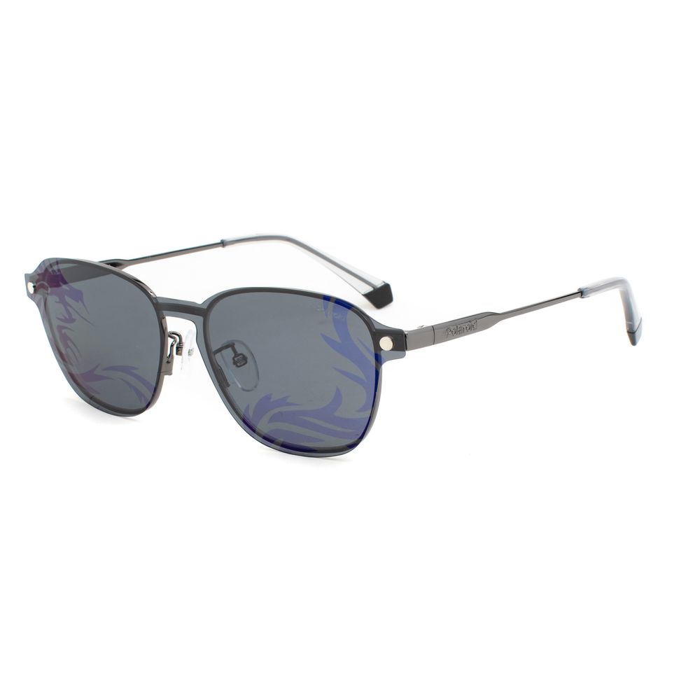Polaroid Unisex Silver Metal Sunglasses with Violet Polarized Lenses