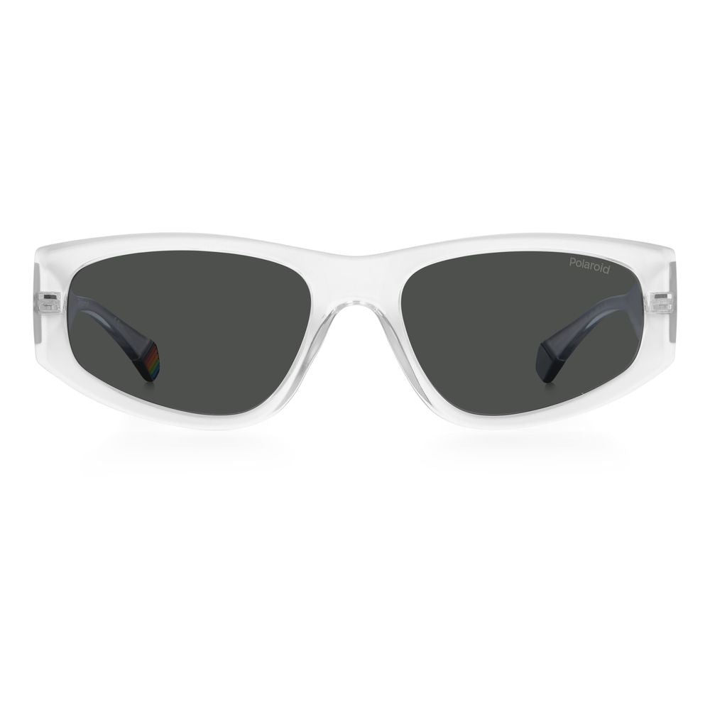 Polaroid Unisex Transparent Plastic Sunglasses – Bold Style with Polarized Lenses, 55mm