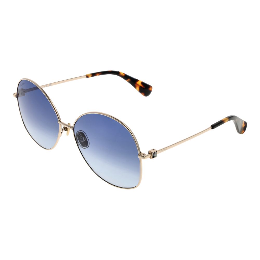 Max Mara Women’s Sunglasses – Gold Full-Rim Frame with Blue Gradient Lenses, 60mm
