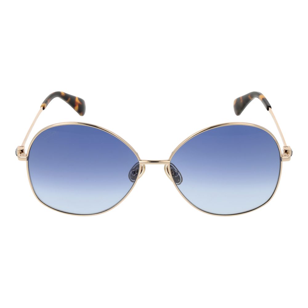 Max Mara Women’s Sunglasses – Gold Full-Rim Frame with Blue Gradient Lenses, 60mm