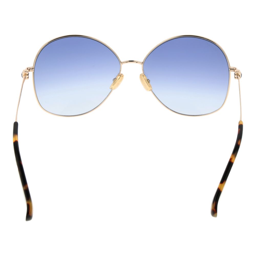 Max Mara Women’s Sunglasses – Gold Full-Rim Frame with Blue Gradient Lenses, 60mm