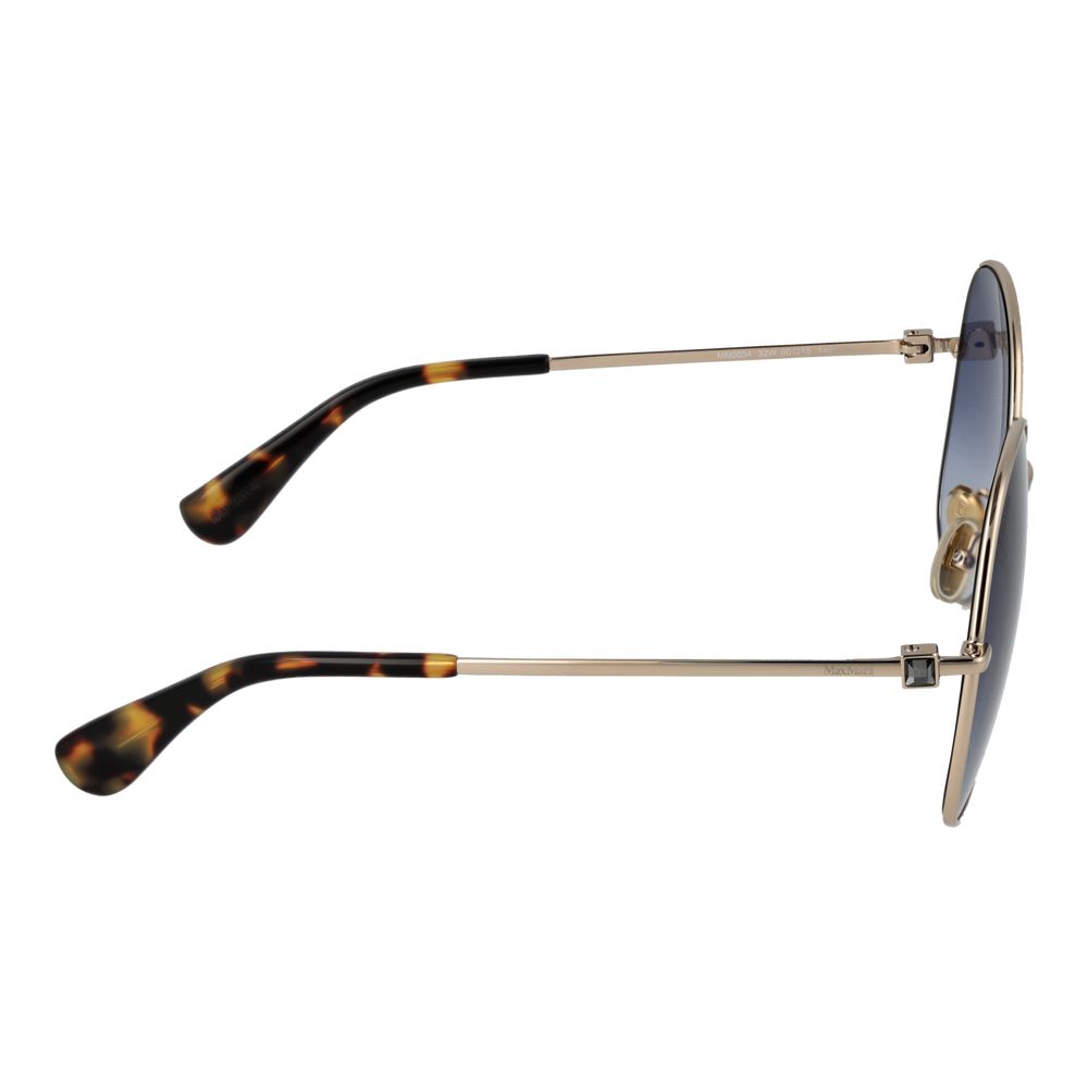 Max Mara Women’s Sunglasses - Gold Round Frame with Blue Lenses