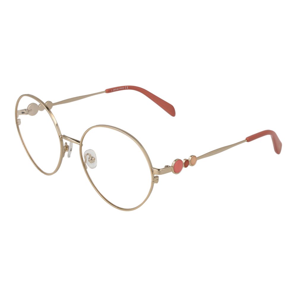 Emilio Pucci Gold Women’s Optical Glasses – Round Full-Rim Frame