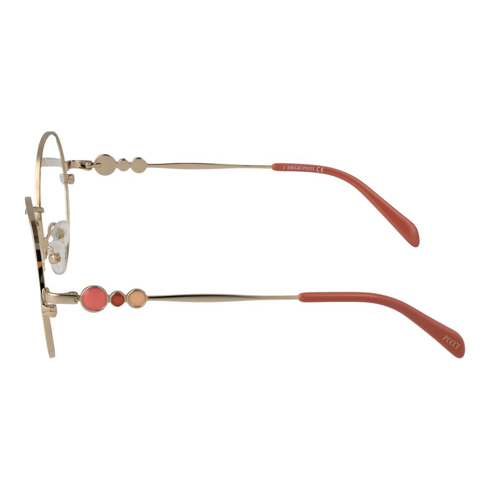 Emilio Pucci Gold Women’s Optical Glasses – Round Full-Rim Frame