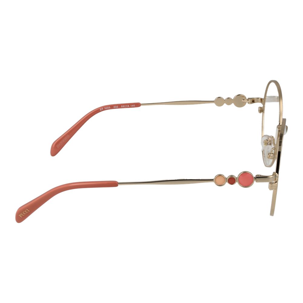Emilio Pucci Gold Women’s Optical Glasses – Round Full-Rim Frame