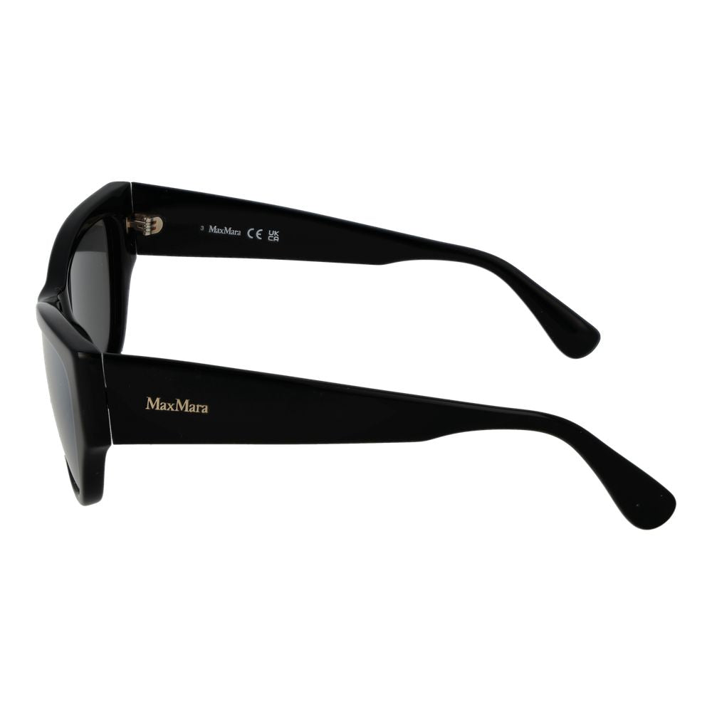 Max Mara Women's Sunglasses – Black Cat Eye Frame with Mirrored Grey Lenses, 56mm