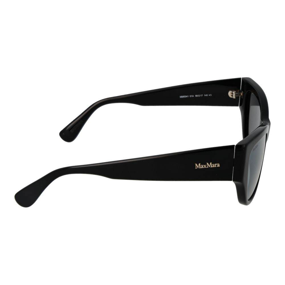 Max Mara Women's Sunglasses – Black Cat Eye Frame with Mirrored Grey Lenses, 56mm