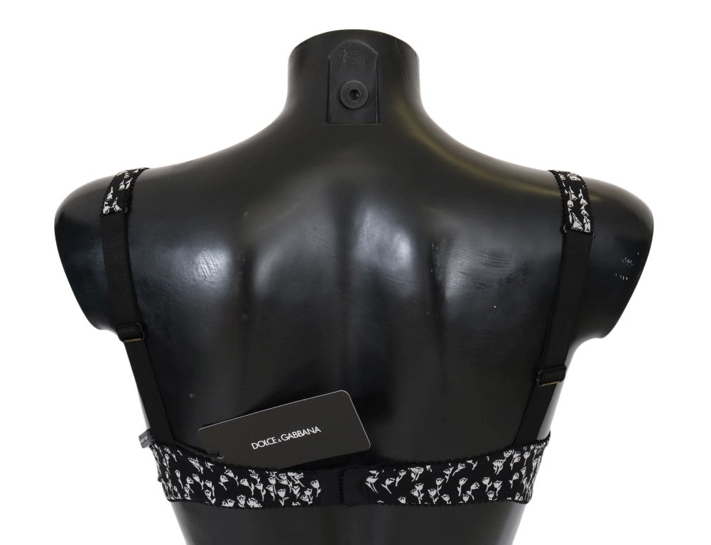 - Elegant Black Floral Lace Silk Bra
