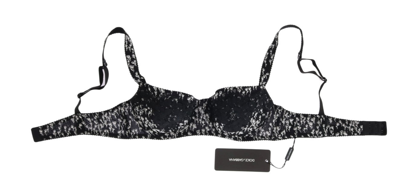 - Elegant Black Floral Lace Silk Bra