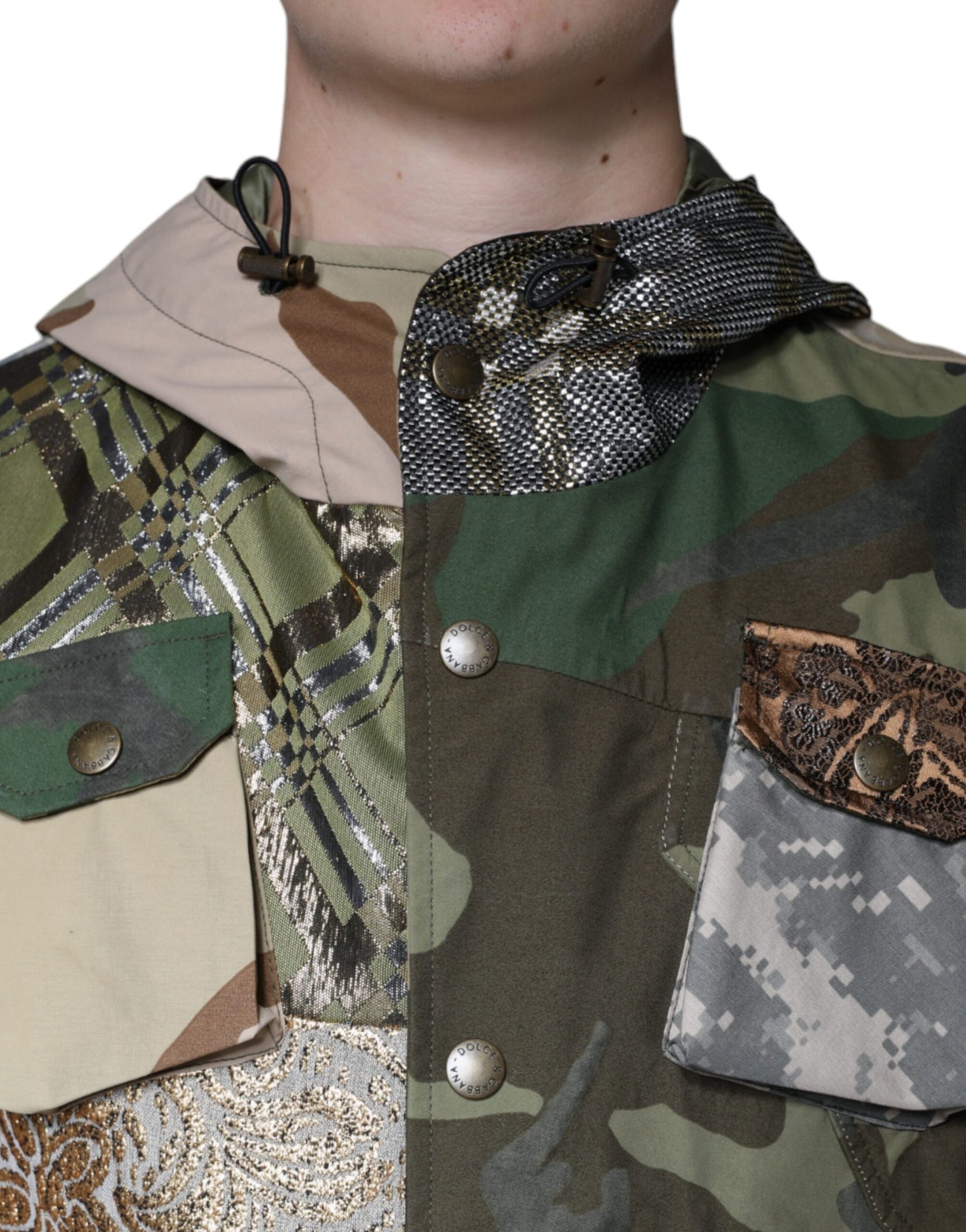 - Multicolor Patchwork Hooded Vest Jacket