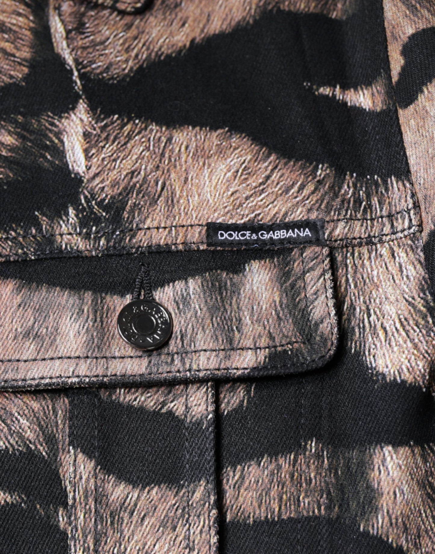 - Brown Tiger Button Down Collared Jacket