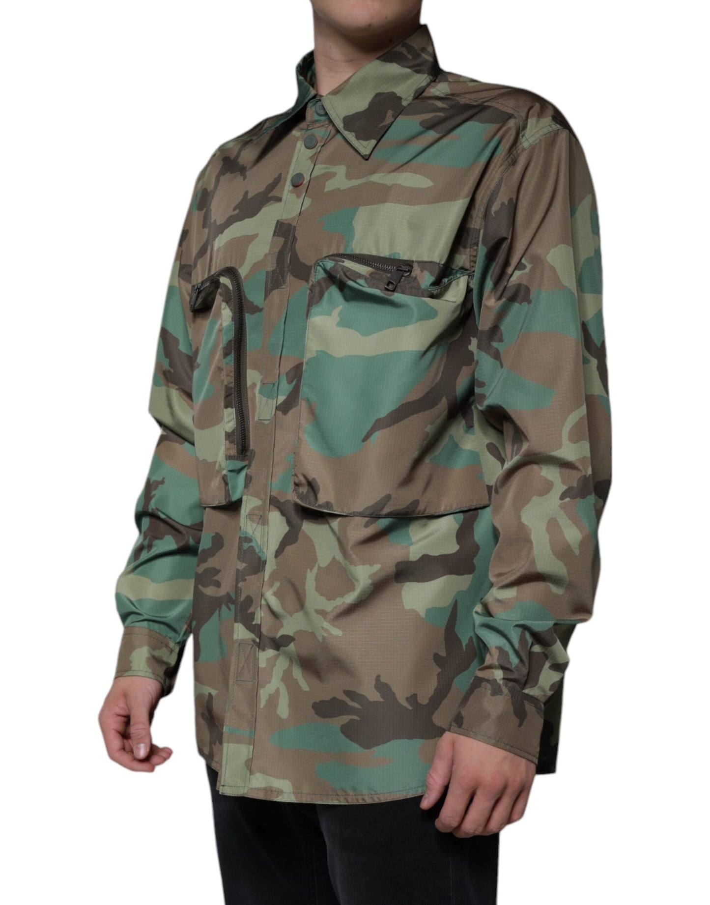 - Multicolor Camouflage Button Down Shirt