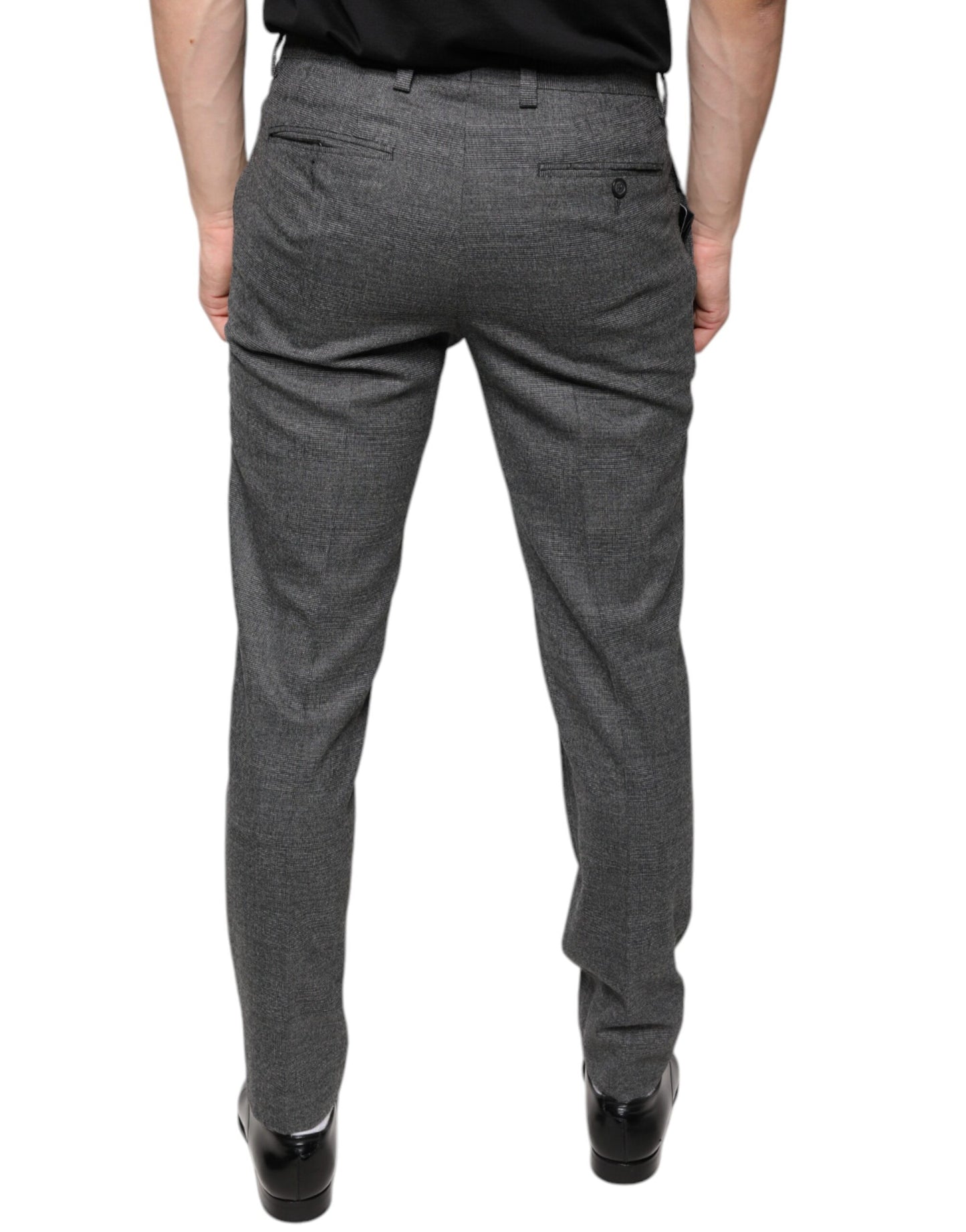 - Gray Check Tartan Wool Skinny Pants