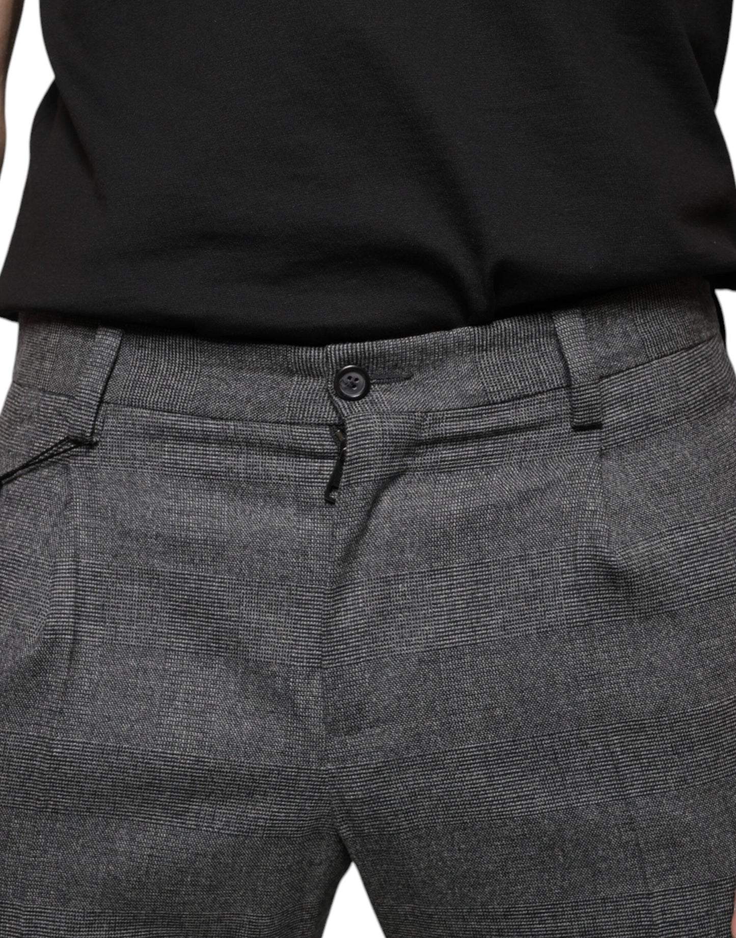 - Gray Check Tartan Wool Skinny Pants