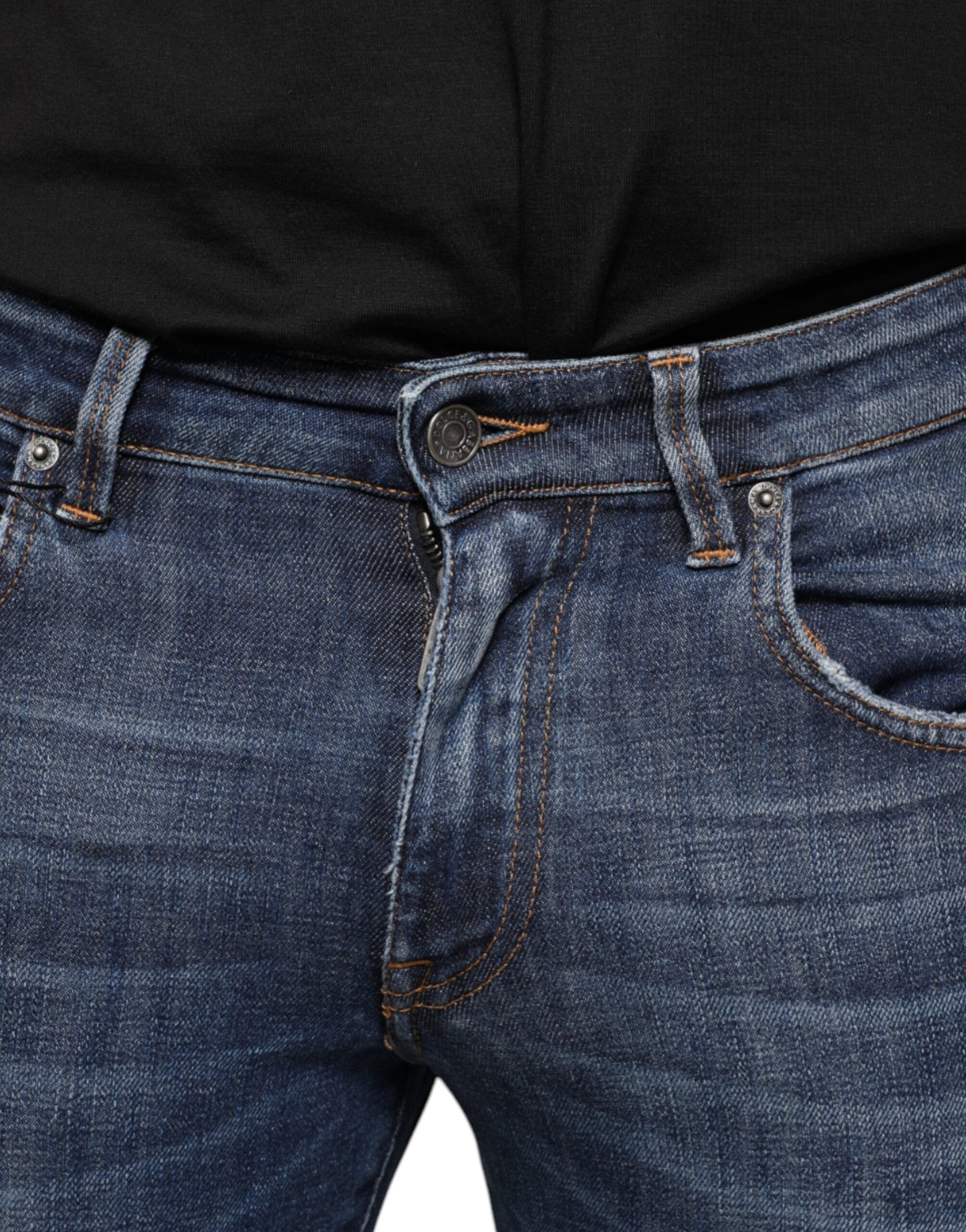 - Dark Blue Washed Cotton Skinny Denim Jeans
