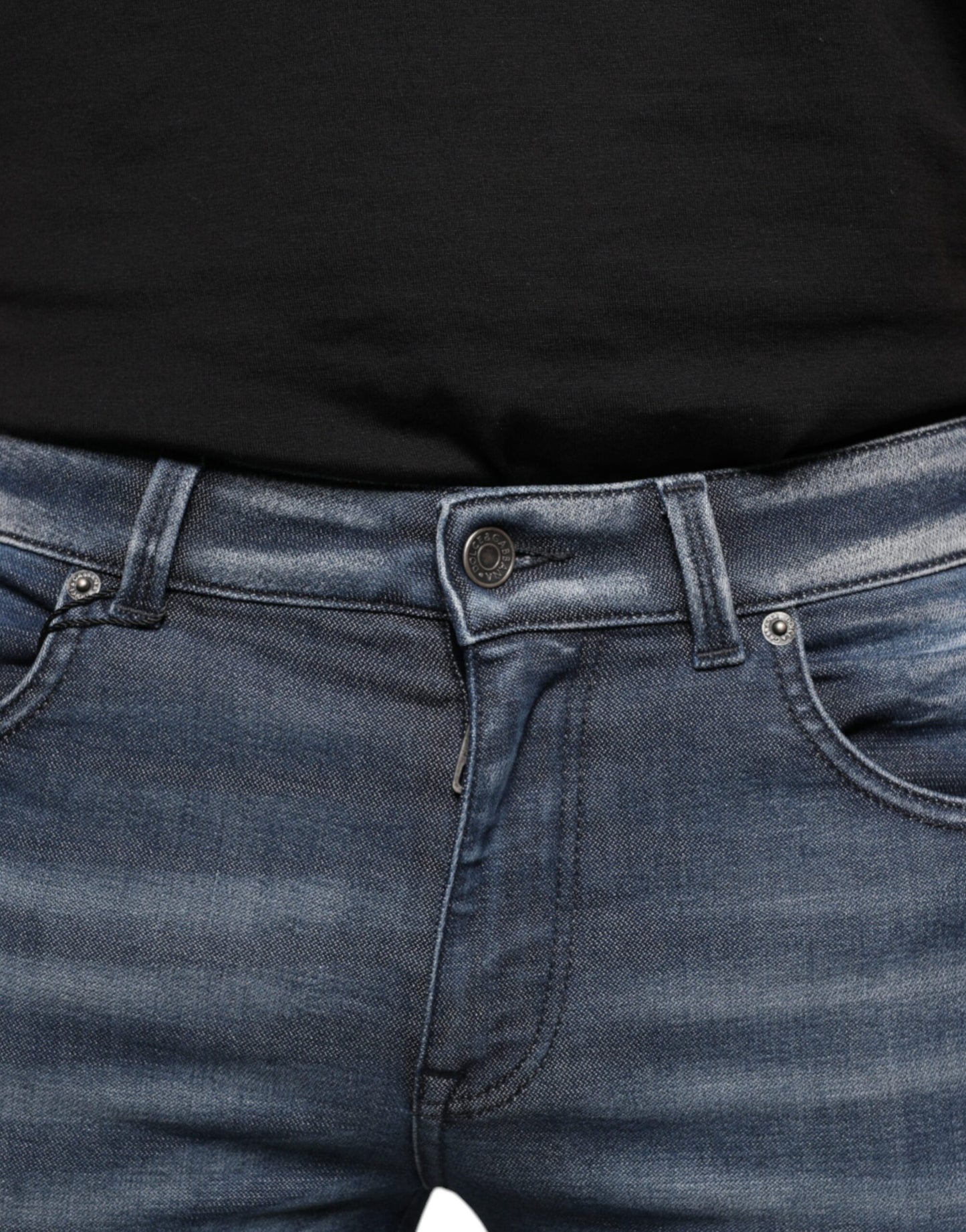 - Dark Blue Washed Cotton Skinny Denim Jeans