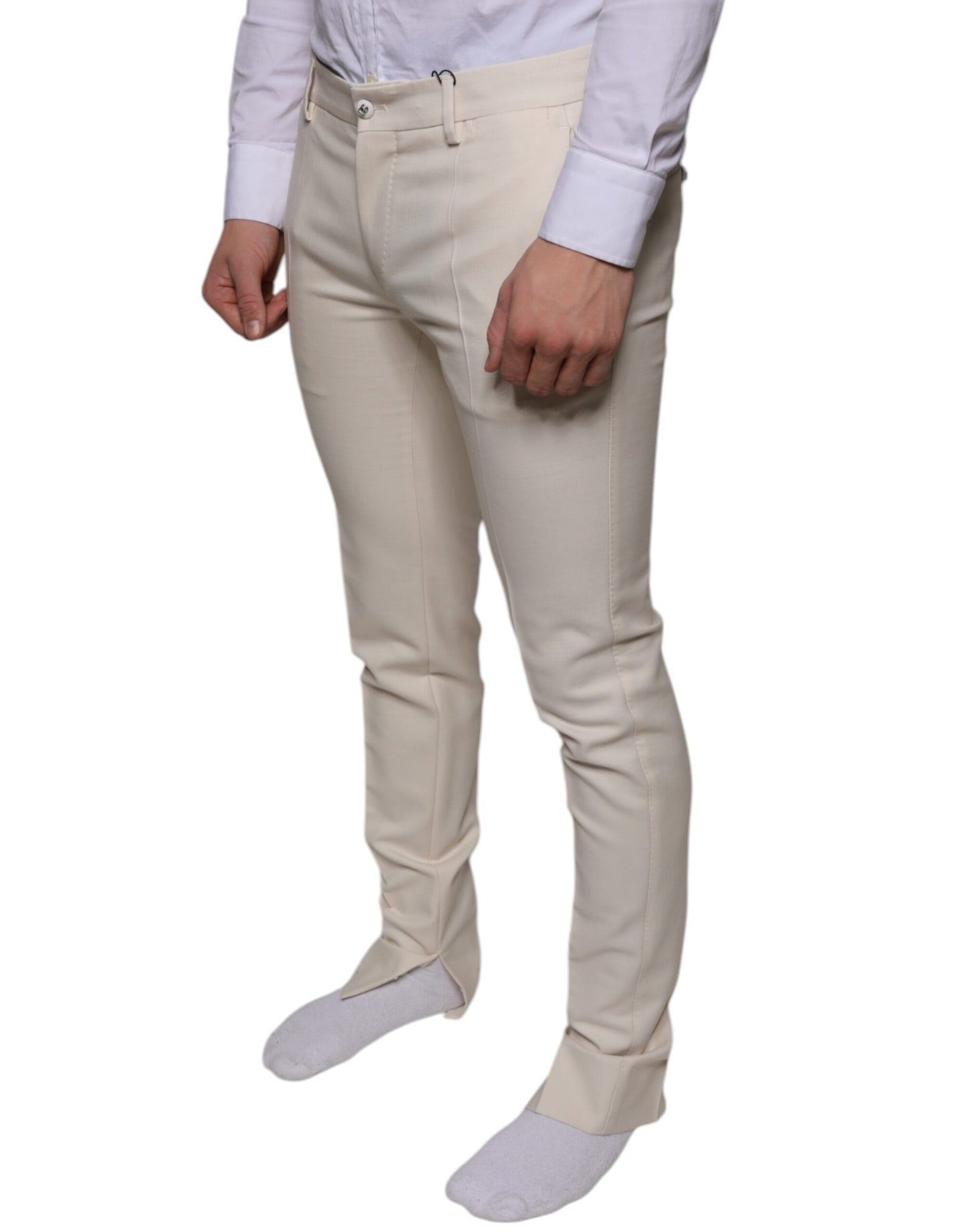 - Off White Chino Wool Skinny Pants