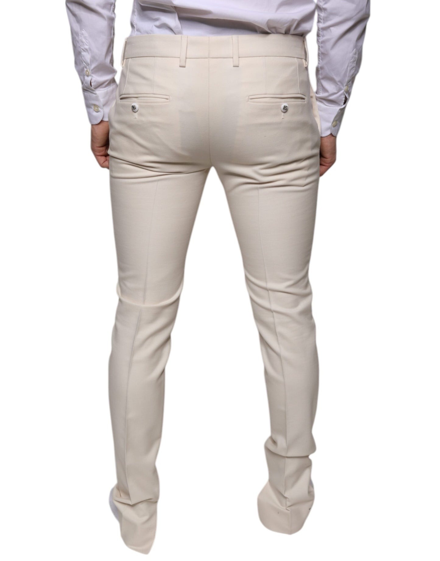 - Off White Chino Wool Skinny Pants