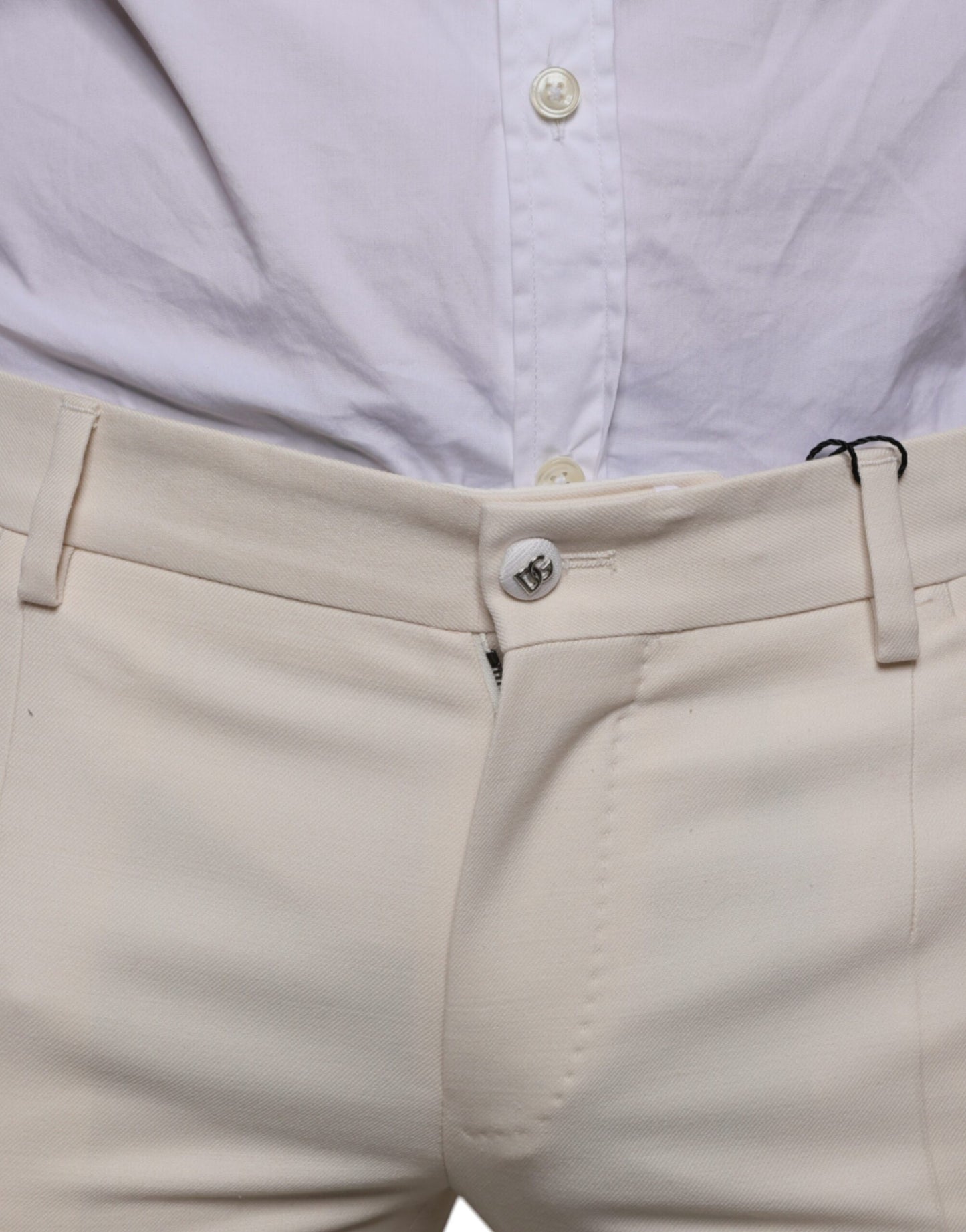- Off White Chino Wool Skinny Pants